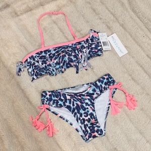 NWT Animal Print Fringed Bikini